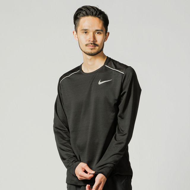 ナイキ メンズ 陸上/ランニング 長袖Tシャツ ナイキ DRI-FIT マイラー L/S トップ (AJ7569) : ブラック NIKE